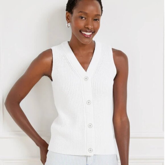 New Talbots White Knit Sleeveless Sweater - Picture 1 of 8